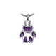 Purple Glitter Dog Paw Print Ash Pendant 