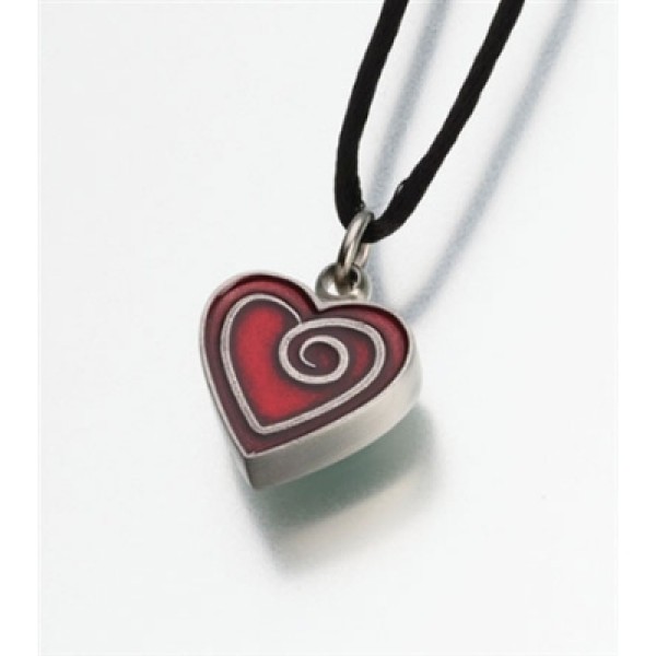 Red Heart Shaped Urn Pendant