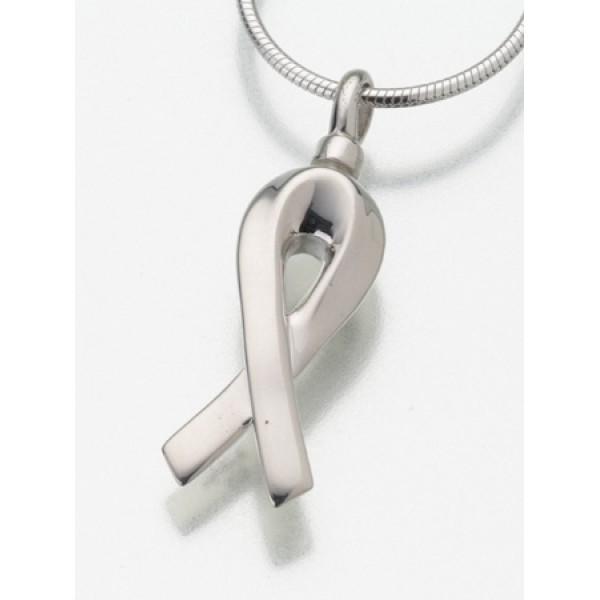 Silver Remembrance Ribbon Urn Necklace