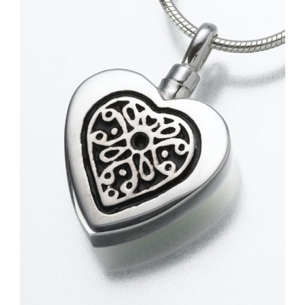 silver heart urn necklace