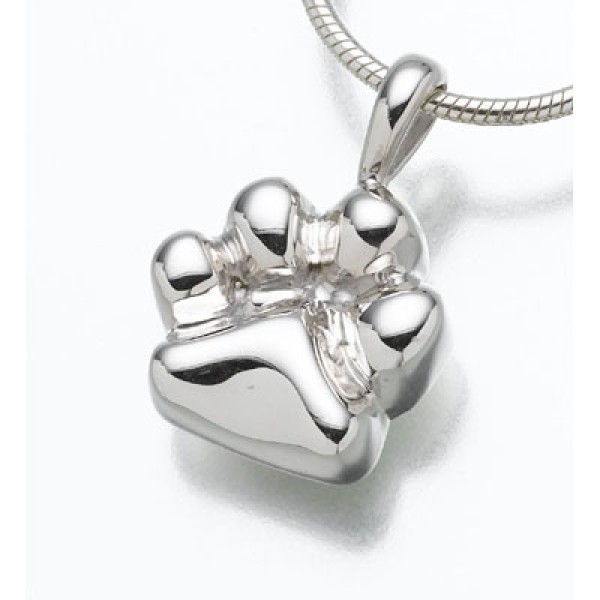 silver paw print pet urn jewelry