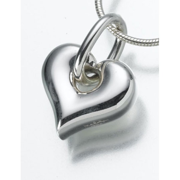 Sterling Silver Puff Heart urn pendant 