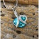 Teal Heart of Glass Cremation Urn Necklace