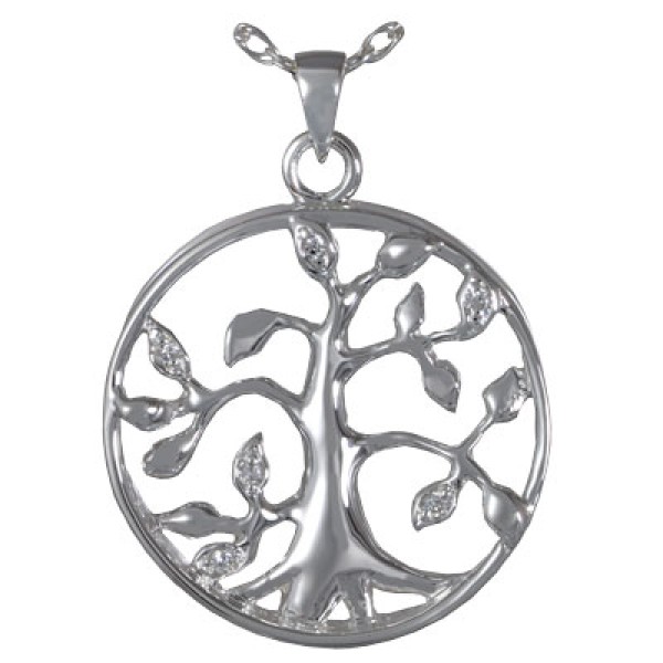 Tree of Life Silver Urn Pendant Necklace