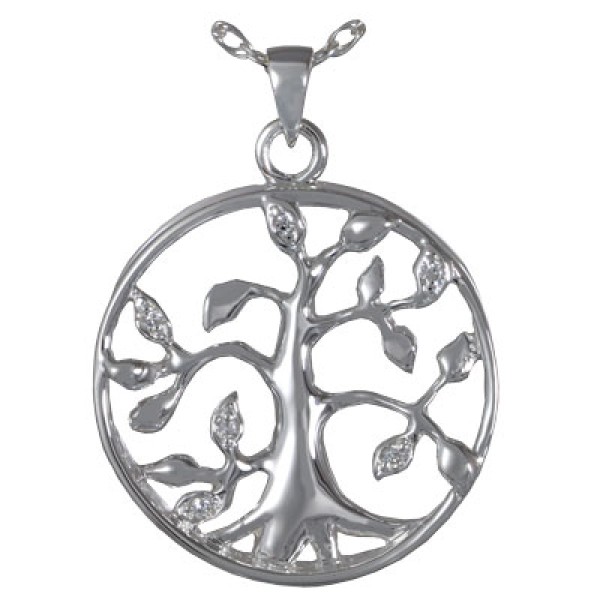 silver Tree of Life Cremation Jewelry Ash Urn Pendant 