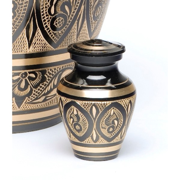 Black and Gold Deco Small Cremation Urn