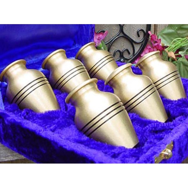 Family Pack of 6 gold Keepsake Cremation Urns
