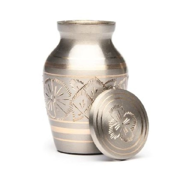 silver gold small urn for cremated ash