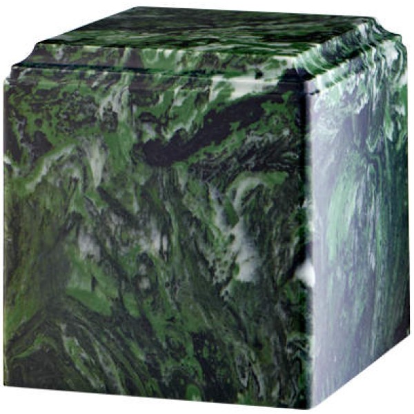 Green Cultured Marble Cube Cremation Urn for Adult Green Cultured Marble Cube Urn