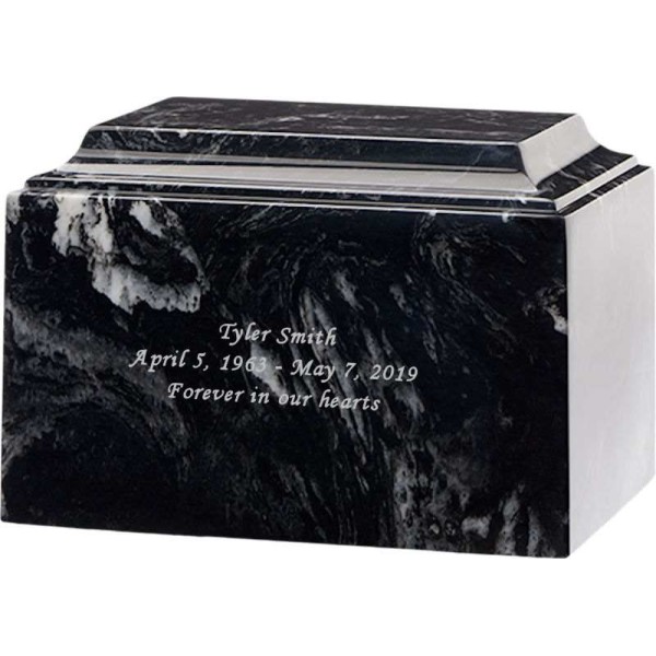 Black Zebra Cultured Marble Urn USA Black Zebra Cultured Marble Urn