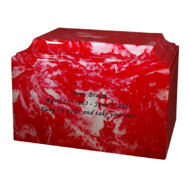 Cherry red adult marble cremation urn Red Cultured Marble Urn