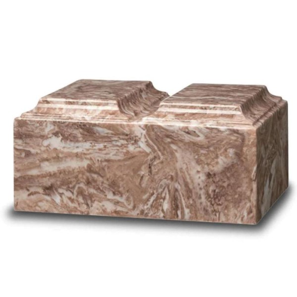 Brown Cultured Marble Double Size Cremation Urn for Two