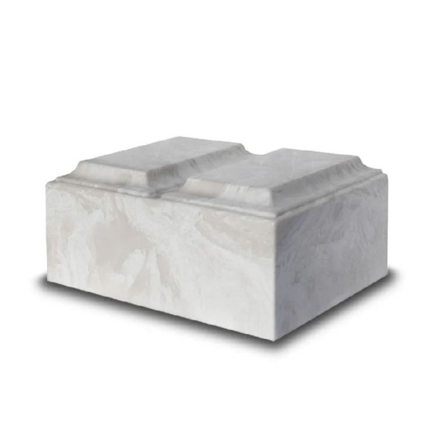White Cultured Marble Companion Cremation Urn for Two People White Cultured Marble Companion Cremation Urn for Two People