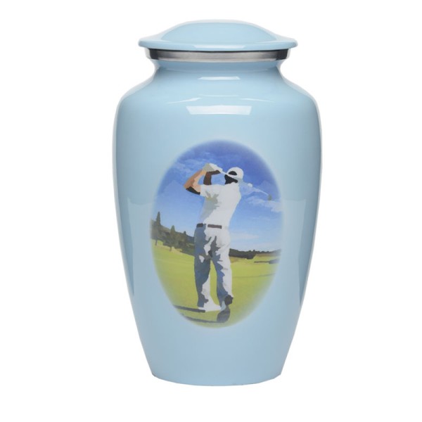blue golf cremation urn for ashes