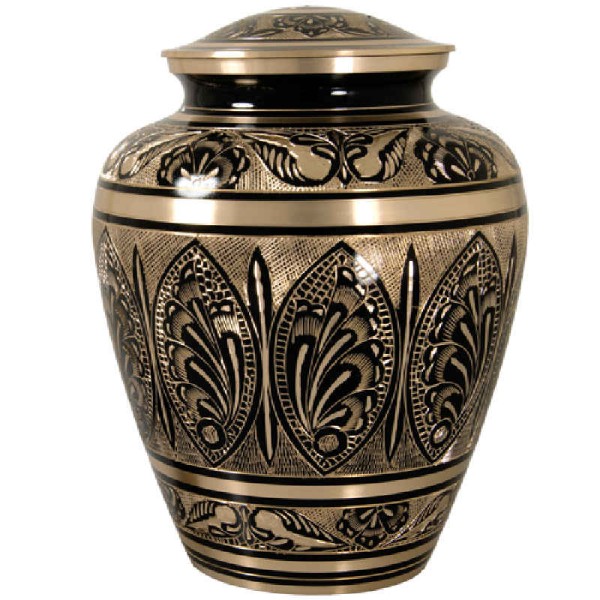 black and gold adult human urn for ashes