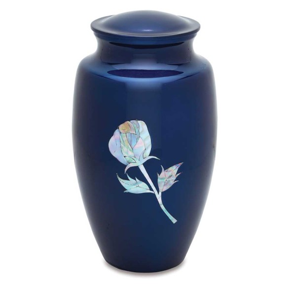 Blue Rose Cremation Urn Mother of Pearl 