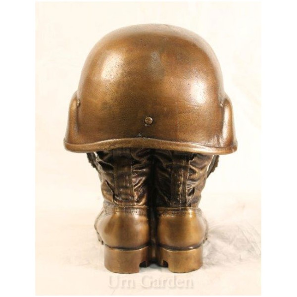 US Army Boots and Helmet Bronze Cremation Urn US Army Boots and Helmet Bronze Cremation Urn