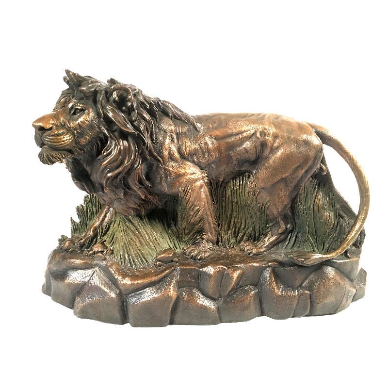 Bronze lion cremation urn, made in USA