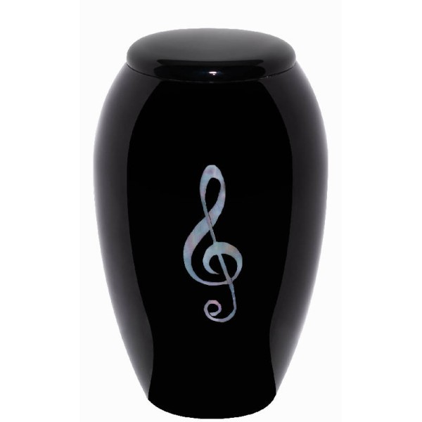 Black Mother of Pearl Music Urn for Ashes