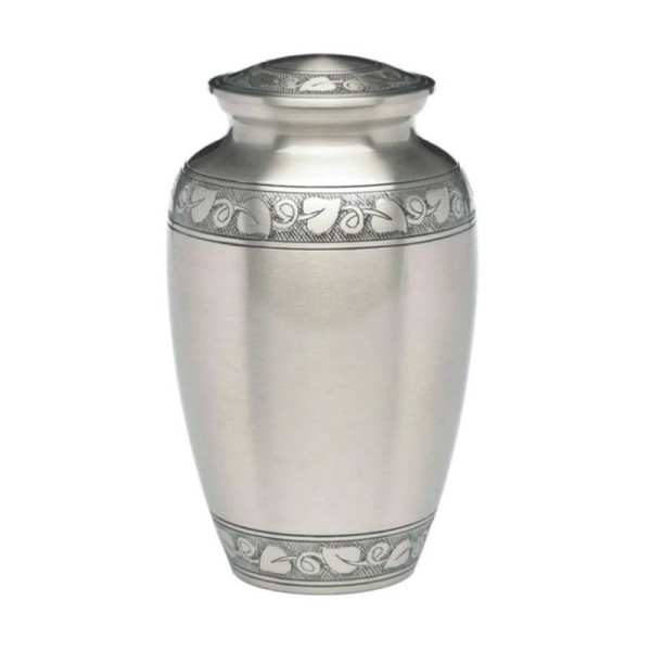 silver adult cremation urn