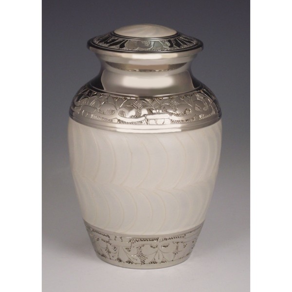 Small White & Silver Pet Cremation Urn Small White & Silver Pet Cremation Urn