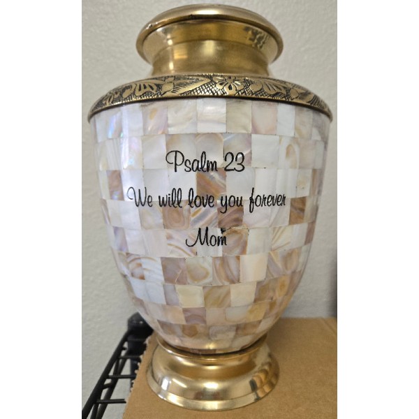 Gold Mother of Pearl Cremation Urn Gold Mother of Pearl Cremation Urn