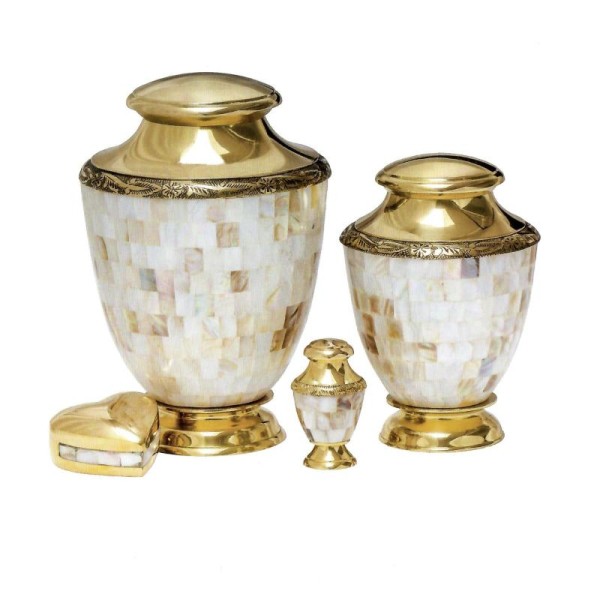 Gold Mother of Pearl Cremation Urn