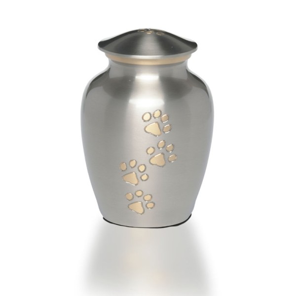 paw print pewter pet urn