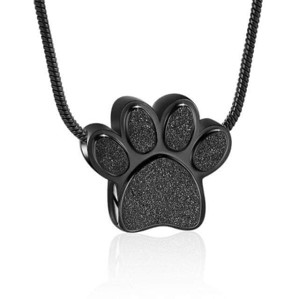 Black Mini Paw Print Urn Pendant Necklace