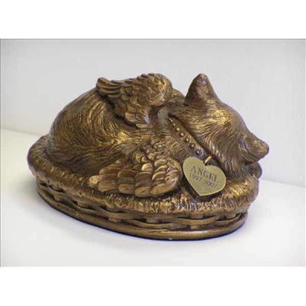 Cat Cremation Urn, Bronze Angel Urn for Ashes