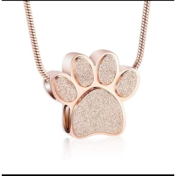 Rose Gold Mini Paw Print Urn Pendant Necklace