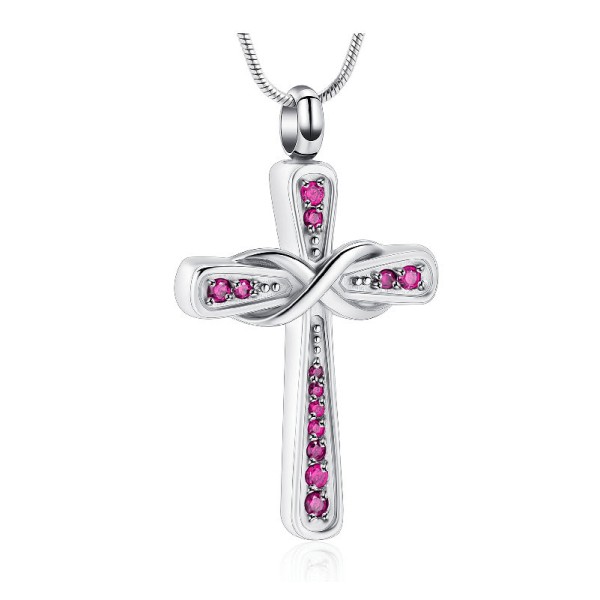 Pink Crystal Cross Cremation Jewelry