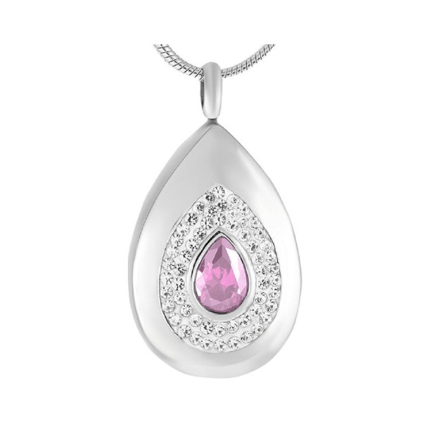 pink tear drop cremation jewelry 