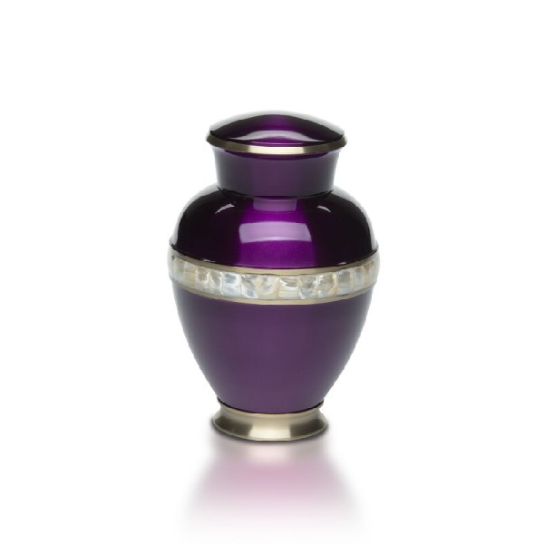 Purple Mother of Pearl Human Adult Cremation Urn for Ashes Purple Mother of Pearl Urn for Ashes