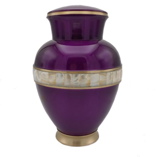 Purple Mother of Pearl Human Adult Cremation Urn for Ashes Purple Mother of Pearl Urn for Ashes