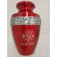 Red Metal Firefighter Cremation Urn