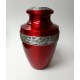 red metal cremation urn for adult ashes