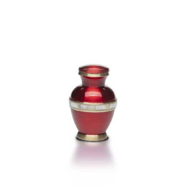 small red urn for ashes