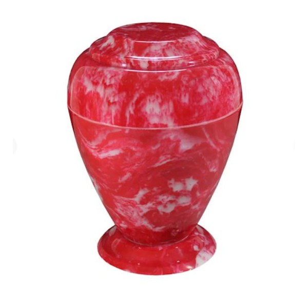 Cherry Red Cultured Marble Vase Urn 