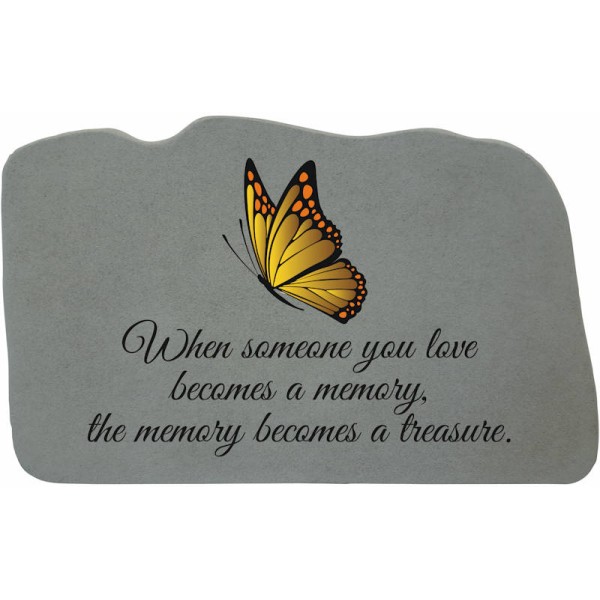 yellow butterfly memorial stone plaque