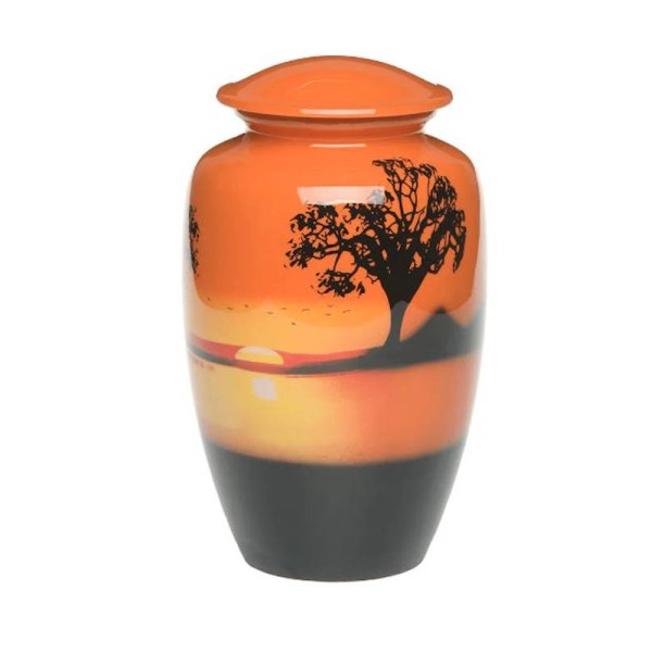 Orange Sunset Cremation Urn for Ashes