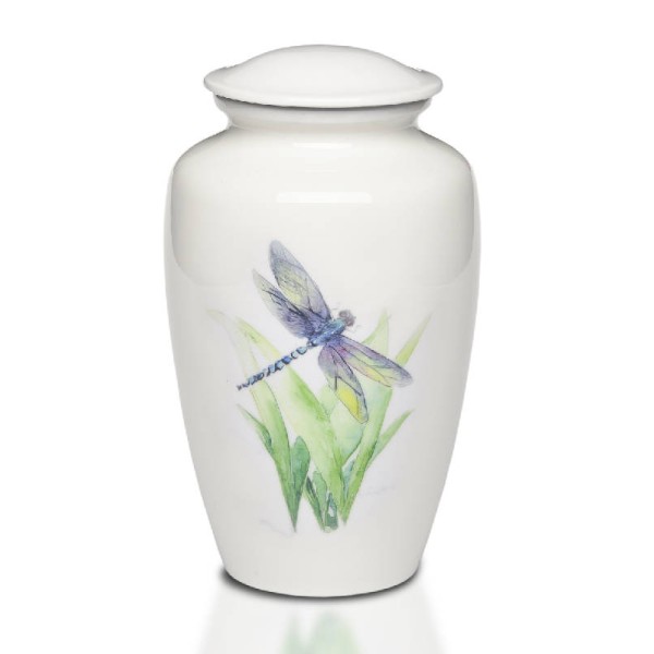 White Dragonfly Adult Cremation Urn for Ashes White Dragonfly Adult Cremation Urn