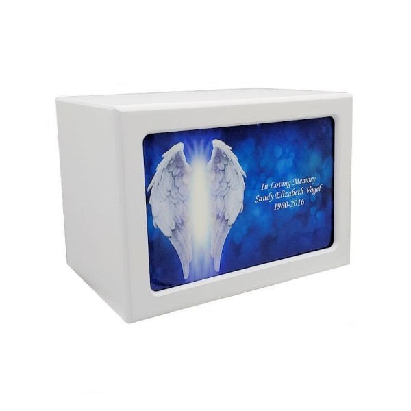 White Angel Wings Cremation Urn Box