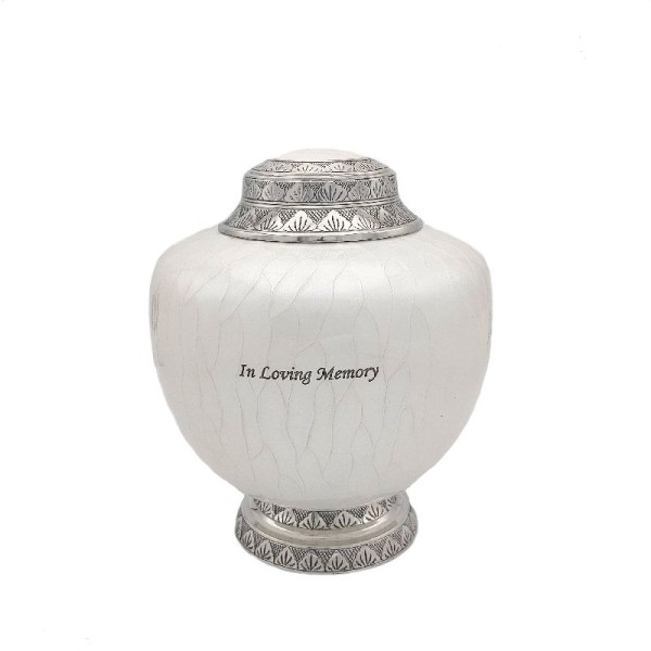 Classic White Adult Cremation Urn for Ashes Classic White Adult Cremation Urn