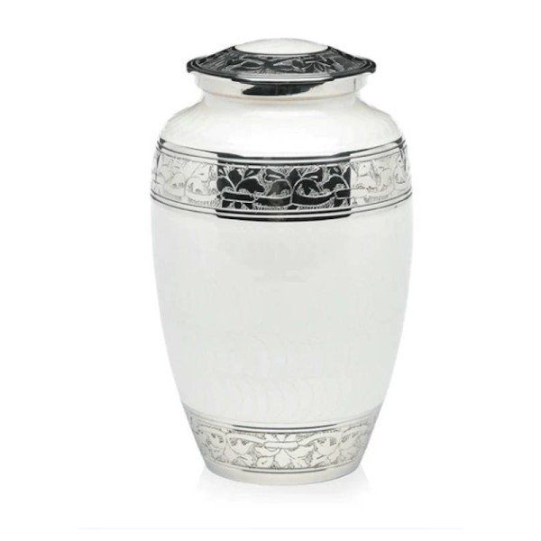 white pearl cremation urn 