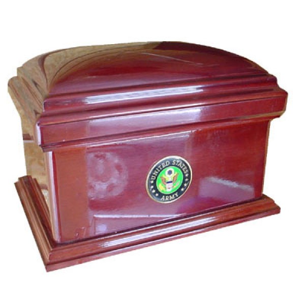Military Mahogany Wood Funeral Urn