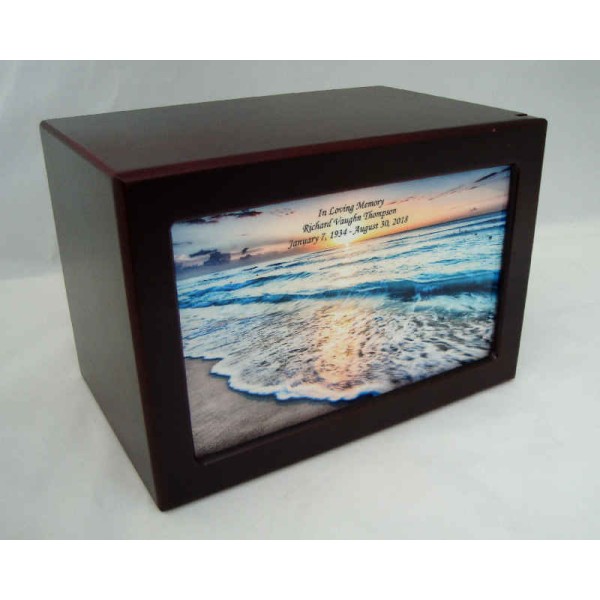 Beach Box Wood Cremation Urn for Ashes Beach Box Wood Urn for Ashes