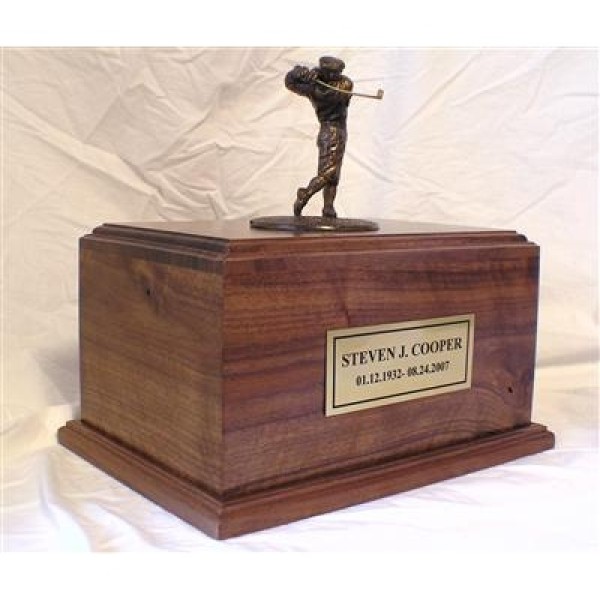 Bronze Eagle Wooden Golf Urn 