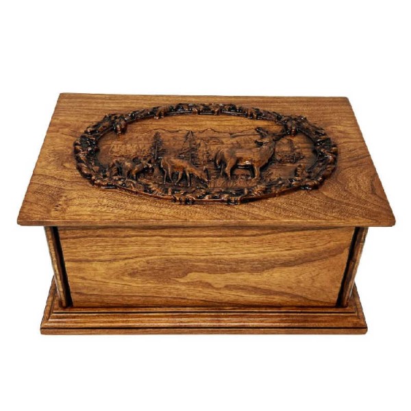 Cherry Wood Adult Deer Cremation Urn