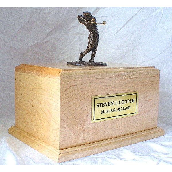 Sand Blast Maple Wood Golf Urn